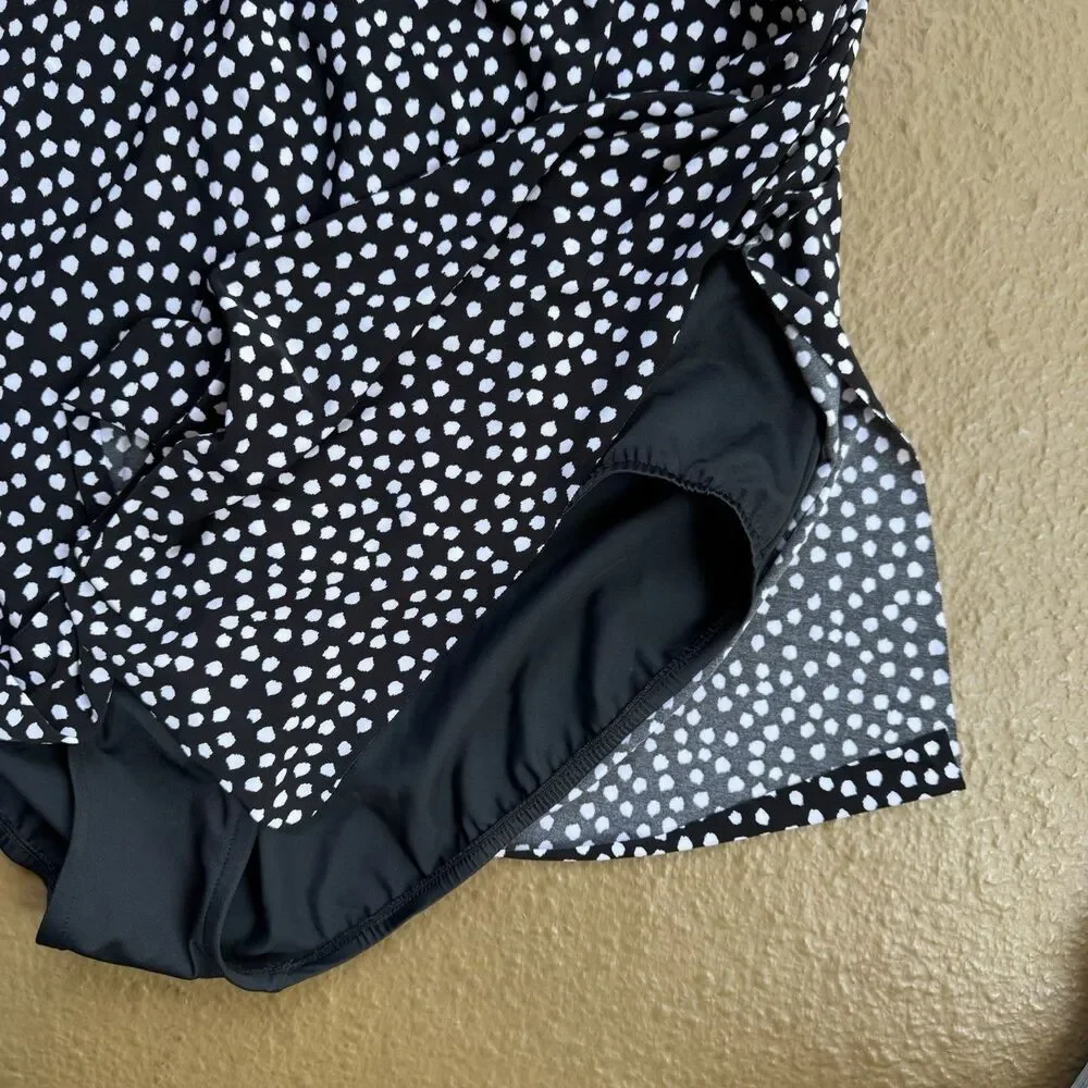 Trimshaper Swimsuit Dress Tracey Sz 24W One Piece Black White Dots Funfetti NWT - Picture 11 of 16